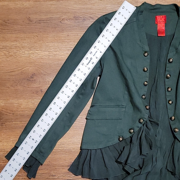 V Cristina Olive green jacket with gold button detail size large - Picture 8 of 9